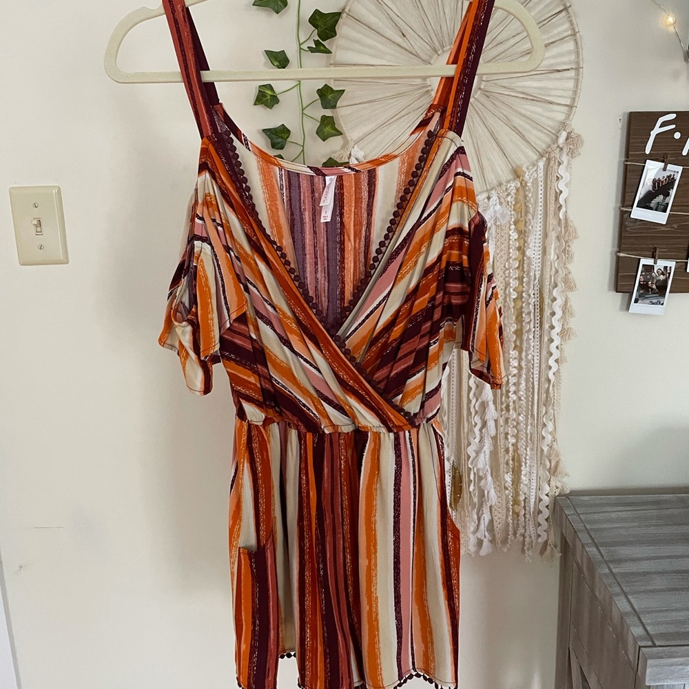 Target Xhilaration Striped Cold Shoulder Romper